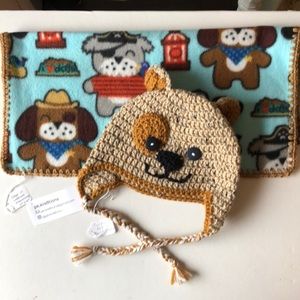 Handmade Crochet Dog Hat and Fleece Lovey